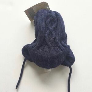 Zara NWT navy blue cable knit  brim beanie 6-12m